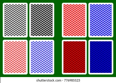 Playing Card Back Designs - Four-pointed star pattern, vector set,