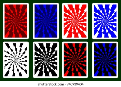 Playing Card Back Designs - lightning bolt - vector pattern, vector set,