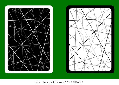 Playing Card Back Designs - Random chaotic lines abstract geometric pattern - black and white
