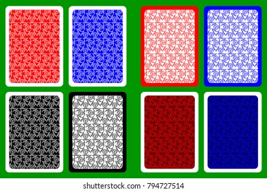Playing Card Back Designs - Triple Horn of Odin vector pattern , Three crescent pattern, Wiccan symbols pattern