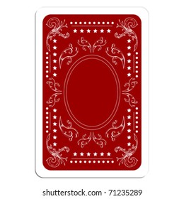 Playing card back over white square background