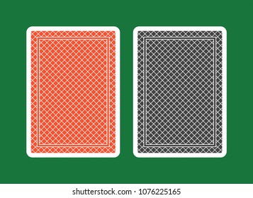 Playing Card Back, red and black  isolated on Green background