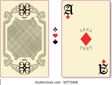 Playing Card With Back Also As A Template For Custom Text