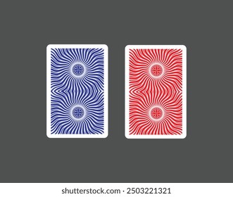 Arte vectorial trasero de la tarjeta de juego. patrón de la tarjeta. ilustración, azul y rojo. tarjeta de juego del casino. Juego de apuestas. parte trasera.