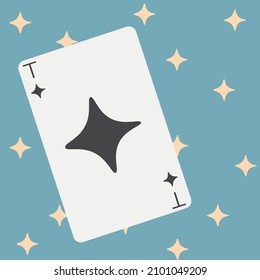 A playing card, a beautiful illustration with a map. Ace card