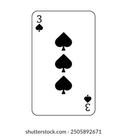The playing card is black spades number three.