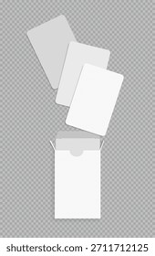 Spielkartenbox-Modell, leere Karten eines Poker-Handdecks. Vektorvorlage für Wettdesign, Casinowerbung, Glücksspielgeschäft und Spielkarten.