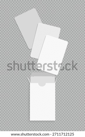 Playing card box mockup, blank cards of a poker hand deck. Vector template for betting design, casino ads, gambling business, and game cards.