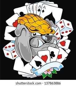 playing card and bulldog