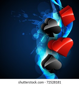 playing card casino element on beautiful blue background