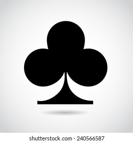 Playing card. Club symbol. Vector illustration.