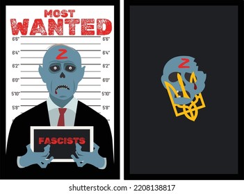 Playing card design with Russian terrorists. Zombies. Search for criminals