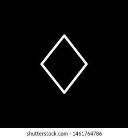 Playing Card Diamond Line Icon On Black Background. Black Flat Style Vector Illustration.