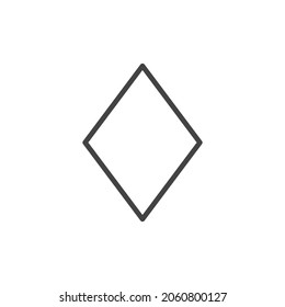 Playing Card Diamond line Icon On White Background.