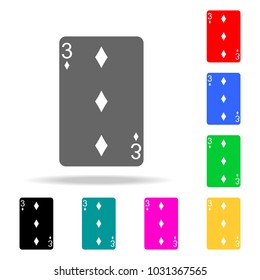 Playing card diamond suit three icon. Elements in multi colored icons for mobile concept and web apps. Icons for website design and development, app development on white background