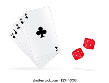 Playing card with dices,vector illustration