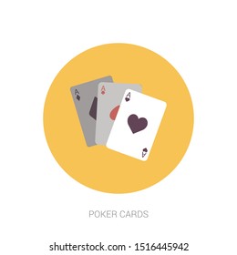 Playing Card Flat Design Icon Vector. Yellow theme concept