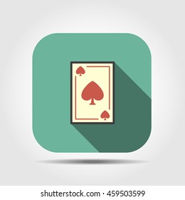 playing card flat icon with long shadow, vector illustration