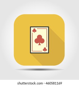 playing card flat icon with long shadow, vector illustration