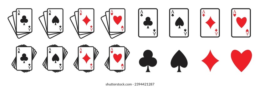 playing card gambling icon symbol, spade clover, heart, diamond