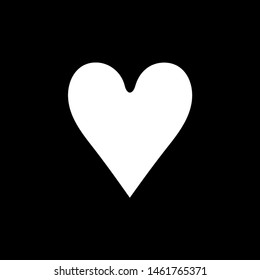 Playing Card Heart Icon On Black Background. Black Flat Style Vector Illustration.