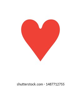 Playing Card Heart Red Icon On White Background. Red Flat Style Vector Illustration.