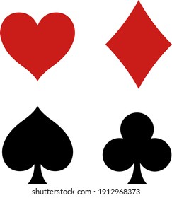 Playing card hearts, diamonds, spades, cluboo marks