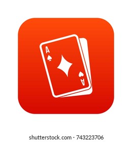 Playing card icon digital red for any design isolated on white vector illustration