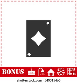 Playing card icon flat. Simple vector symbol and bonus icon