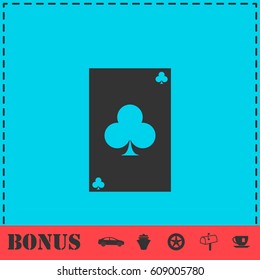 Playing card icon flat. Simple vector symbol and bonus icon