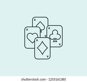 Playing card icon line isolated on clean background. Playing card icon concept drawing icon line in modern style. Vector illustration for your web mobile logo app UI design.