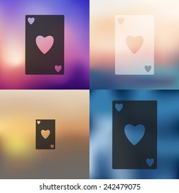 playing card icon on blurred background