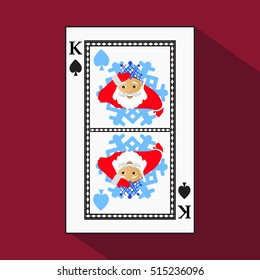 playing card. the icon picture is easy. peak spide KING. NEW YEAR SANTA CLAUS. CHRISTMAS SUBJECT. with white a basis substrate. on a red background. application appointment for: website