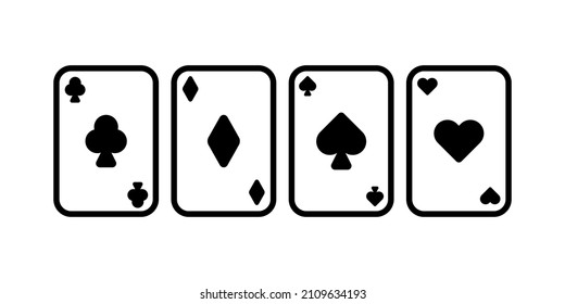 Playing card icon set. Poker game. Vector EPS 10. Isolated on white background.