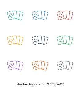 playing card icon white background. Editable line playing card icon from casino. Trendy playing card icon for web and mobile.