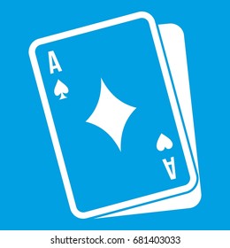 Playing card icon white isolated on blue background vector illustration