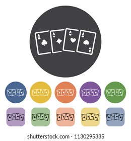 Playing card icons set. Vector illustration.