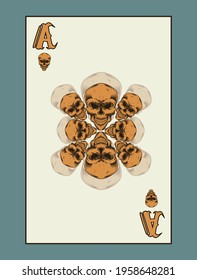 playing card image of a brown skull