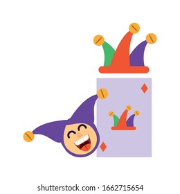 playing card with jester hat, april fool day vector illustration design