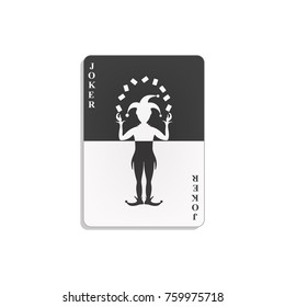 Playing card with Joker in black and white design