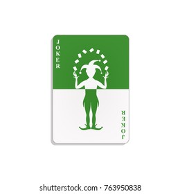 Playing card with Joker in green and white design
