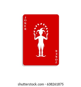 Playing card with Joker in red design