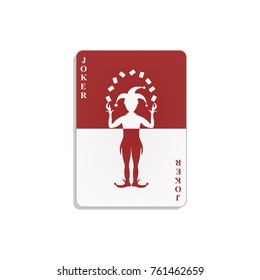 Playing card with Joker in red and white design