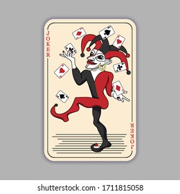 Playing card is a Joker. Vector illustration