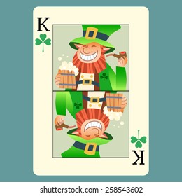 Playing card king green leprechaun St. Patrick day