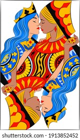 playing card ladies vector illustration 