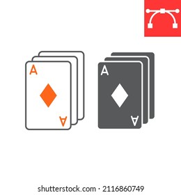 Playing card line and glyph icon, gamble and luck, casino cards vector icon, vector graphics, editable stroke outline sign, eps 10.