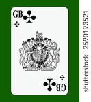 Playing card with official emblem of Great Britain. Vector image