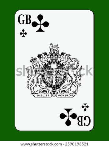 Playing card with official emblem of Great Britain. Vector image