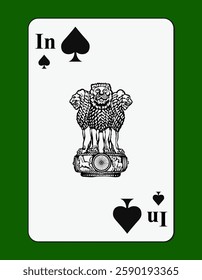 Playing card with official emblem of India. Vector image